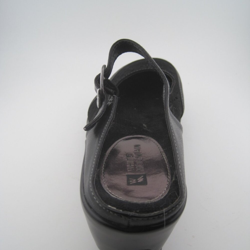 Women's White Mountain Gilding Black Peep-Toe Leather Clog size 7.5 Mary Jane - Picture 3 of 10